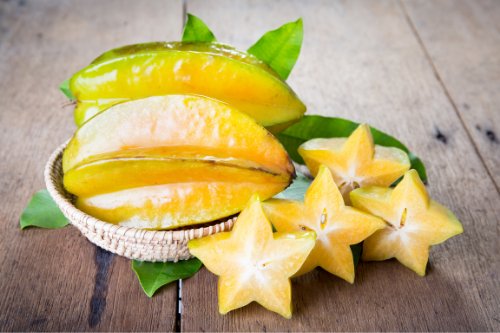 Star fruit displaying on a table