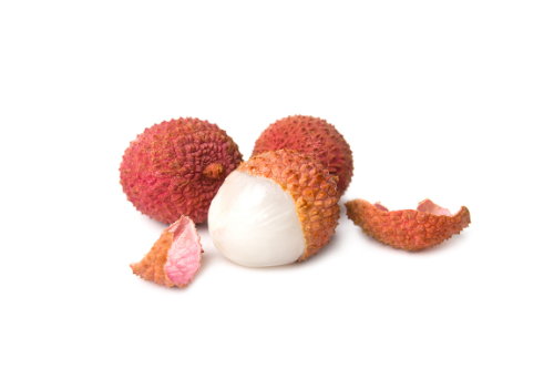 Lychee fruit with white background, tropical fruit