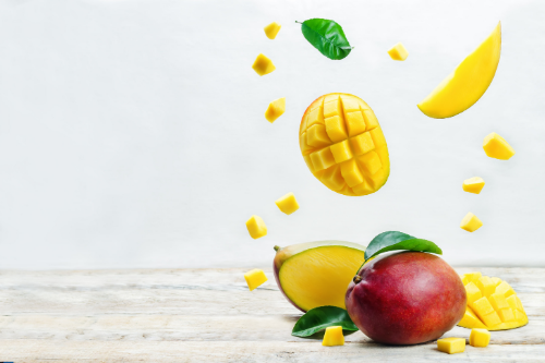 Mango falling on a table