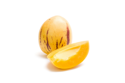 Pepino melon with white background, tropical fruit