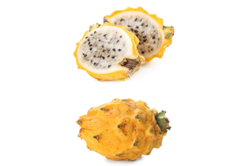 Yellow dragon fruit with white background