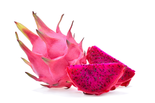 Purple dragon fruit with white background. Tropical Fruit