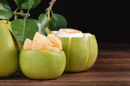 Pomelo displaying on a table