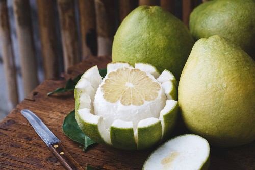 Pomelo displaying on a table