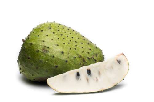 Soursop with white background, tropical fruit