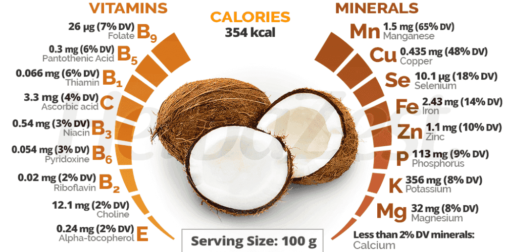 Overview nutrition value of young coconuts