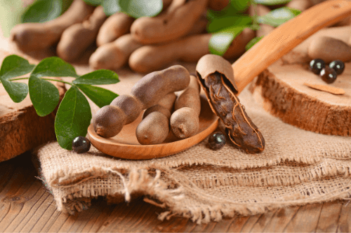 Tropical Fruit Tamarind displaying on a table