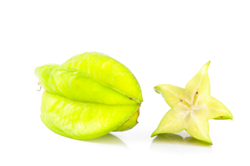 Star fruit with white background, tropical fruit